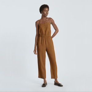 Everlane Linen Shoestring Jumpsuit Tawny Brown Mustard